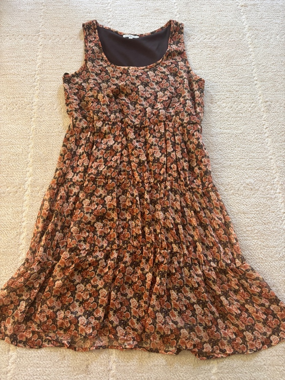 Charlotte Russe Floral Midi Dress in orange and Brown